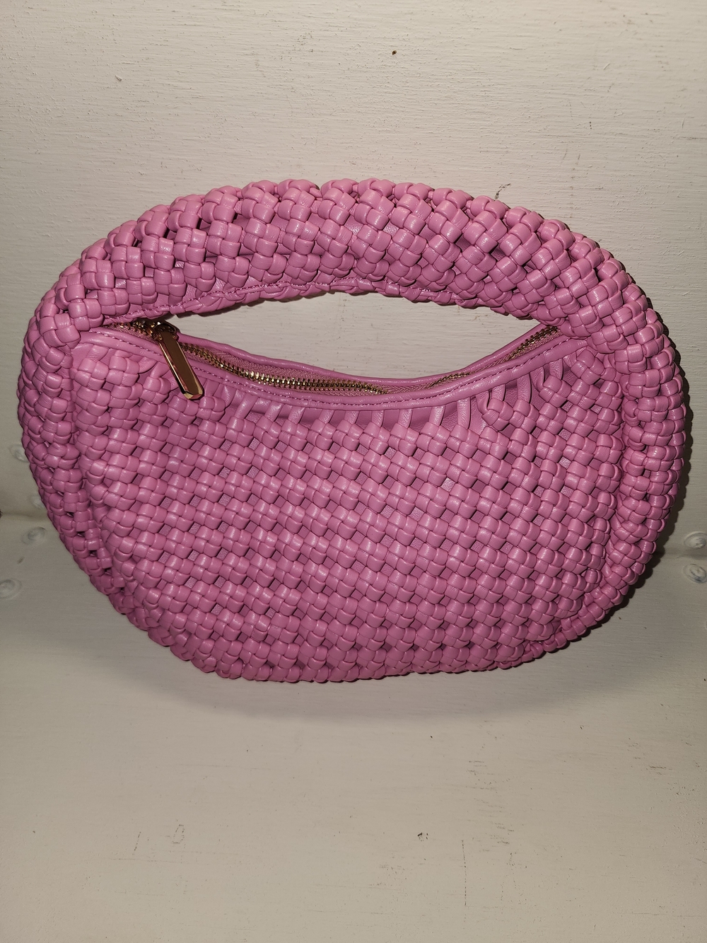Sincerly Jules Pink Woven Handle Shoulder Bag